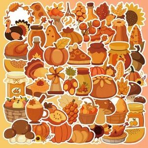 54 Fall Harvest Season Stickers Pumpkin Pie Turkey Apples Leaves